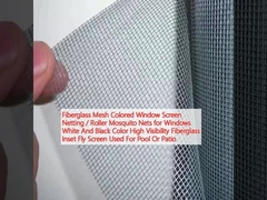 Fiberglass Mesh Colored Window Screen Netting / Roller Mosquito Nets for Windows White And Black Color High Visibility Fiberglass Inset Fly Screen Used For Pool Or Patio