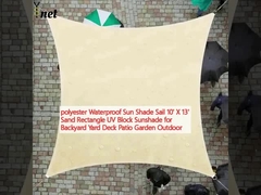 polyester Waterproof Sun Shade Sail 10' X 13' Sand Rectangle UV Block Sunshade for Backyard Yard Deck Patio Garden Outdoor
