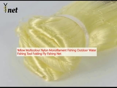 Yellow Multicolour Nylon Monofilament Fishing Outdoor Water Fishing Tool Folding Fly Fishing Net